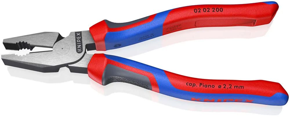 KNIPEX 02 02 200 Kraft-Kombizange mit Comfort-Griffen schwarz atramentiert 200 mm
