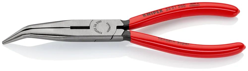 KNIPEX Flachrundzange mit Schneide (Storchschnabelzange) mit Kunststoff überzogen schwarz atramentiert 200 mm