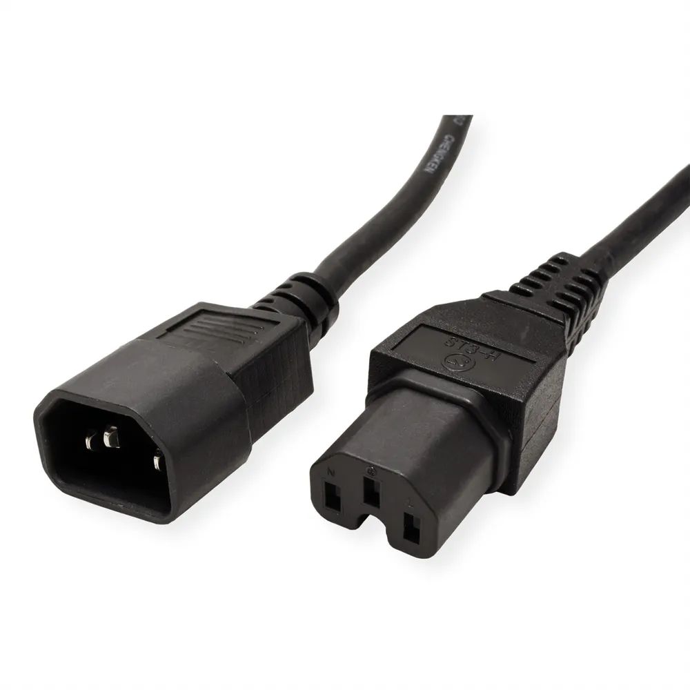 VALUE Netzkabel IEC320/C14 Stecker - C15 Buchse, H05RN-F, schwarz, 1 m