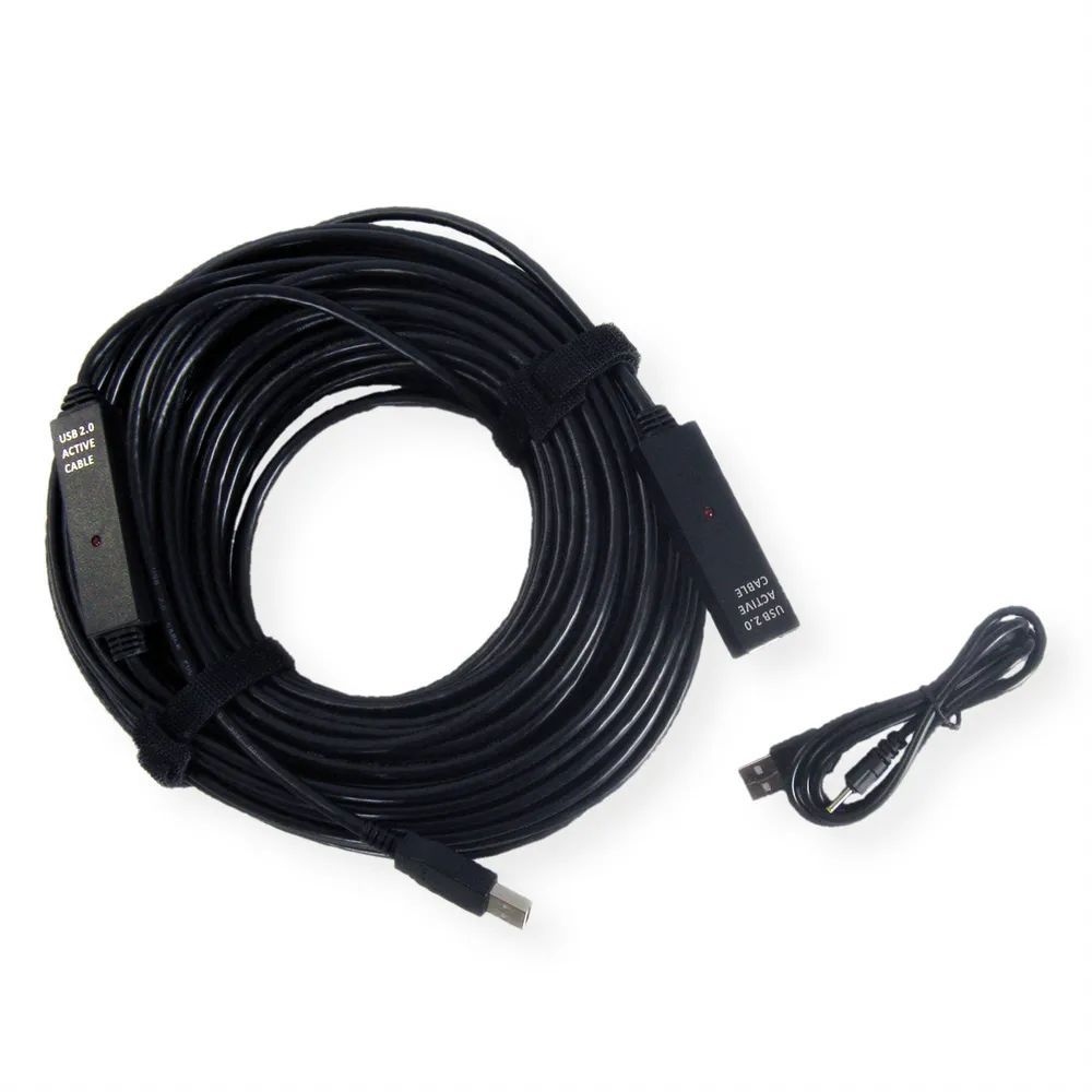 VALUE USB 2.0 aktive Kabelverlängerung, schwarz, 30 m