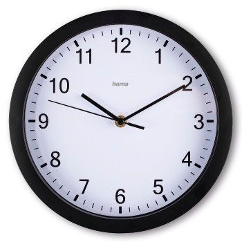 Hama Wanduhr "Elba", Ø 25 cm, ohne Ticken, Schwarz