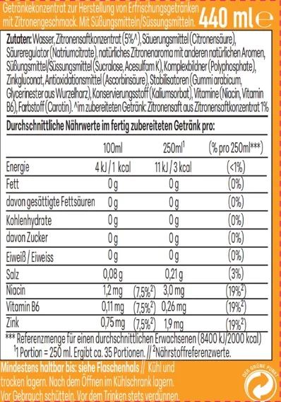 SodaStream drink mix Zitrone Zuckerfrei 440ml