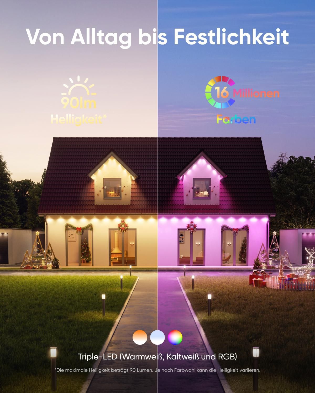 eufy Outdoor-Lichterkette E22, 15m, 60 Triple-LEDs