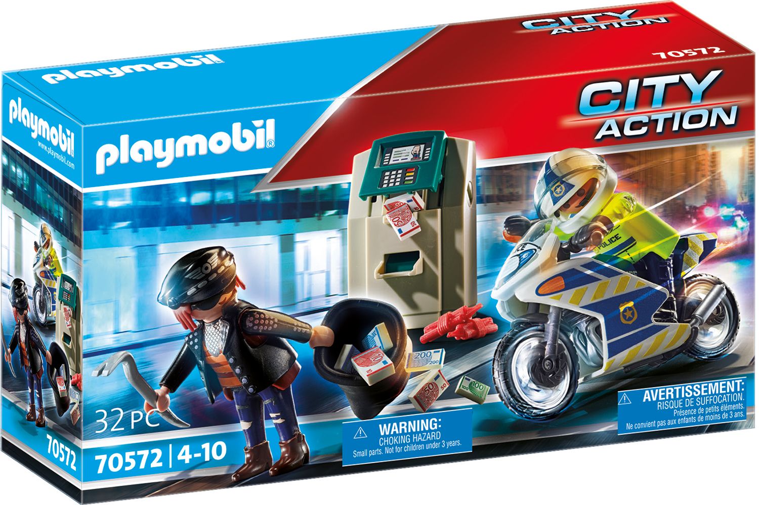 Playmobil Polizei-Motorrad: Verfolgung des Geldrä.