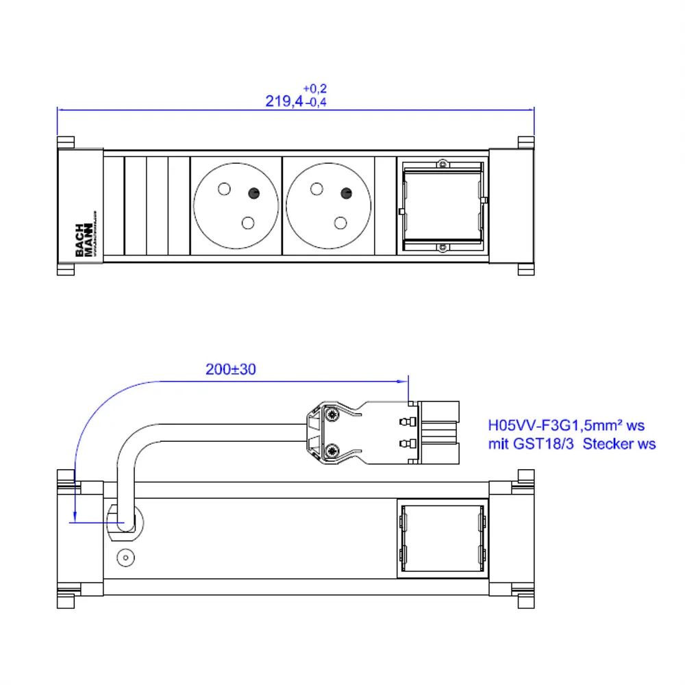 BACHMANN POWER FRAME 2xUTE 1xCM 0,2m GST18 RAL9010