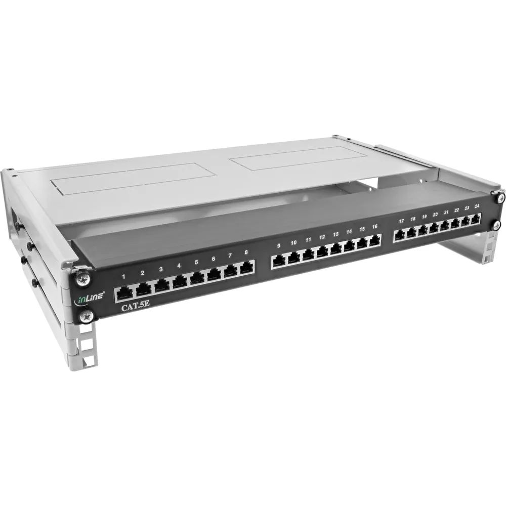 InLine 19" Rack zur Wandmontage - 2HE - 24-40cm Tiefe - mit Abdeckung - grau