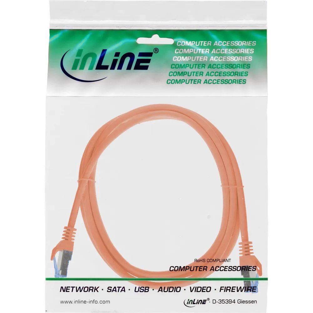 InLine Patchkabel - Cat.6A - S/FTP - TPE (LSZH) - CCA - orange - 0,3m