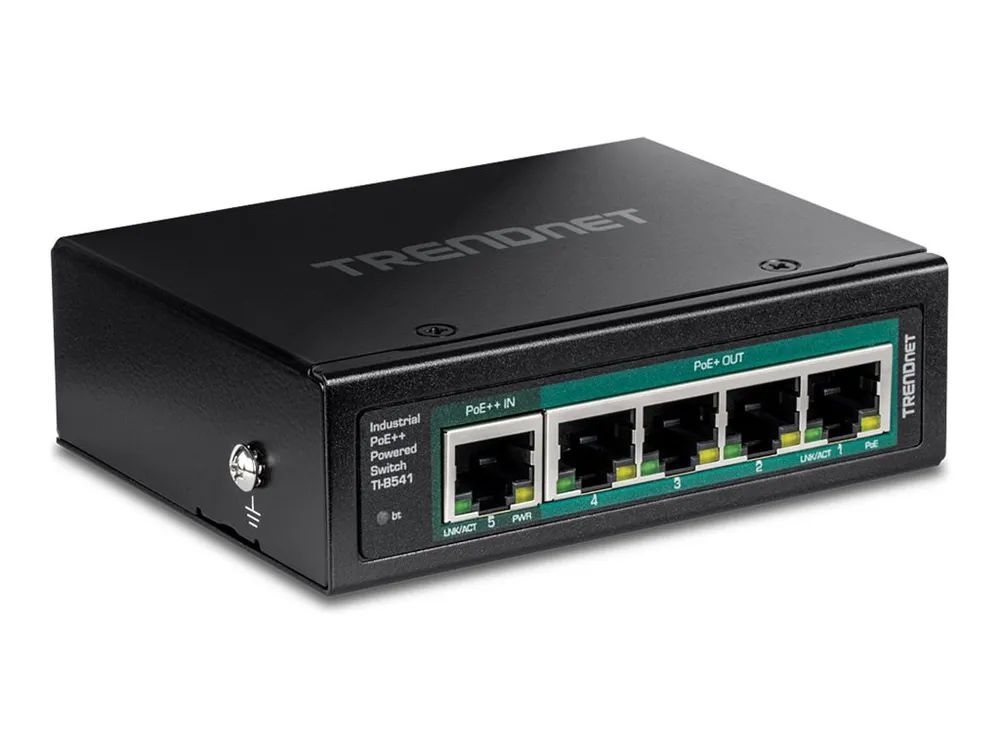 TRENDnet TI-B541 - Switch - industriell, mit PoE Pass-Through - 1 x 10/100/1000 (PoE++ Eingang)
