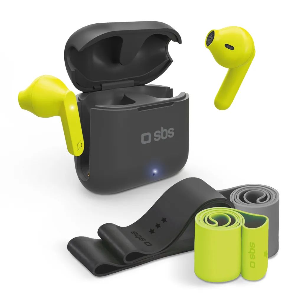 SBS KIT MUSIC BOUNCE Sport Set: TrueWireless Headset, 3 elastische Fitnessbänder und Übungshandbuch