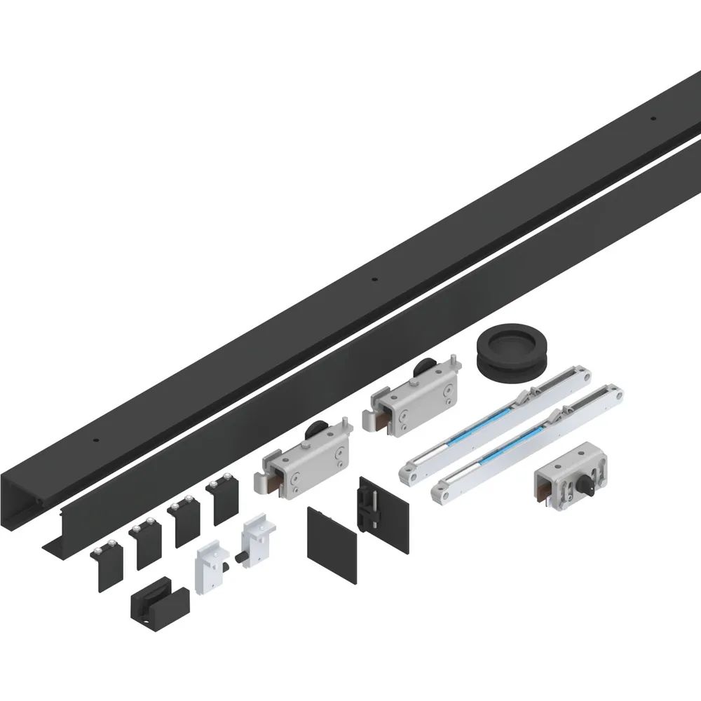 HELM GT-L 50 Beschlagset Glas 8-10 mm L=2000 mm Wand 50 kg Alu schwarz matt