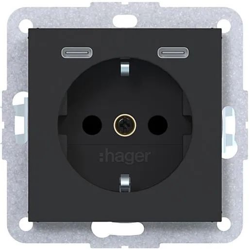 Hager STECKDOSE M.2XUSB-C 20W NSM / HAGERS WAS4055BM BERKER AX WAS4055BM
