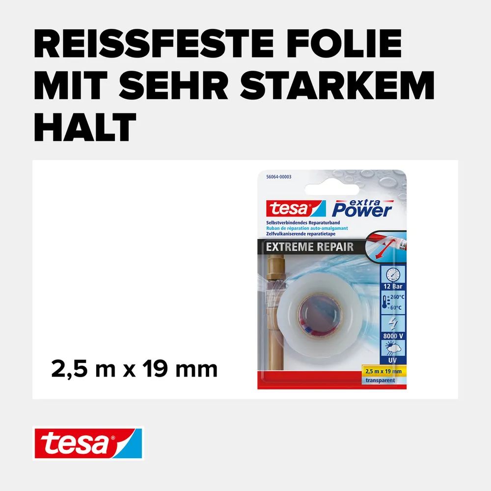 tesa® Extreme Repair Tape Transparent 2,5m x 19mm