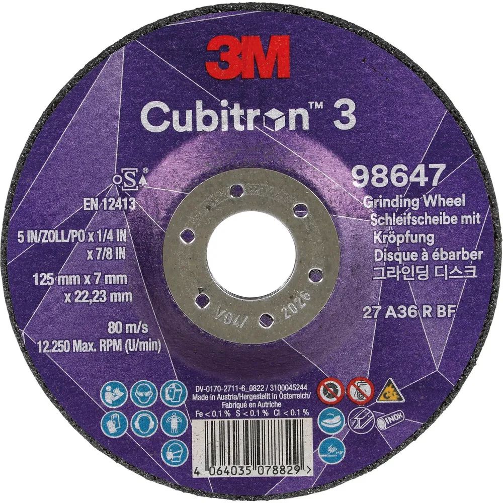 3M Schruppscheibe Cubitron3 125 x 7 x 22,23 mm Inox/Stahl
