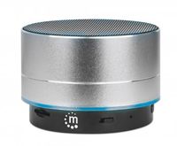 Manhattan Metallic Bluetooth Speaker (Clearance Pricing), Splashproof, Range 10m, microSD card reader, Aux 3.5mm connector, USB-A charging cable included (5V charging)