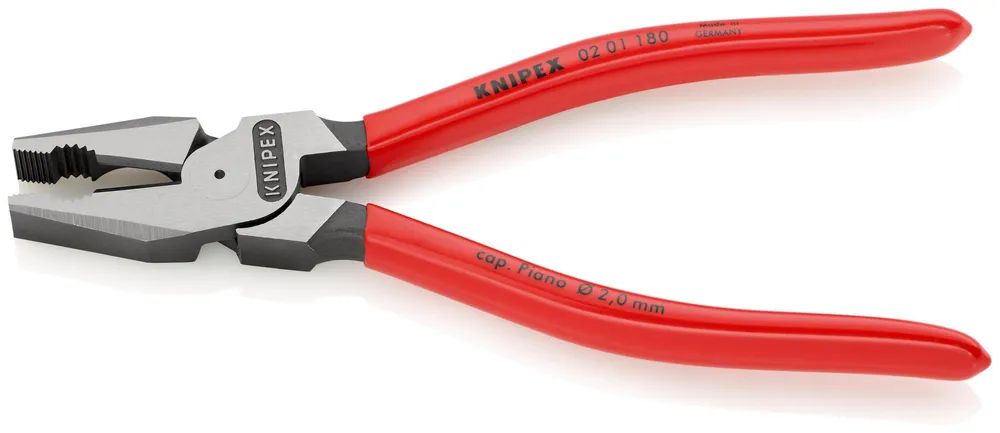 KNIPEX Kraft-Kombizange mit Kunststoff überzogen schwarz atramentiert 180 mm