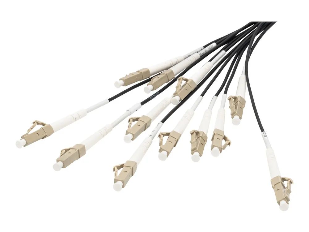 DIGITUS Vorkonfektionierte Glasfaser Universal Breakout Kabel, Multimode OM4, 12 Fasern, LC/UPC - LC/UPC