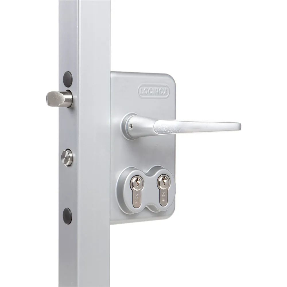Locinox Gittertorschloss LDKZ4040 D1L, 2 PZW, für 40 mm Vierkantrohr, Alu silberfärbig