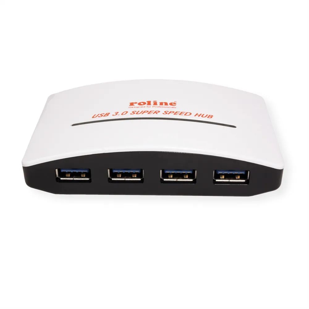ROLINE USB 3.2 Gen 1 Hub "Black and White", 4 Ports, mit Netzteil