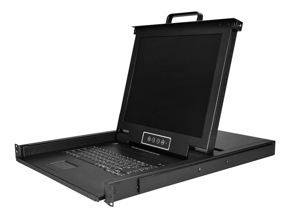StarTech.com 8 Port Rack KVM Konsole mit 1,8 m Kabeln - US Tastatur(QWERTY), Integrierter KVM Switch mit 17" LCD Monitor - 1HE LCD KVM Konsole - OSD KVM - 50.000 MTBF - USB + VGA(RKCONS1708K) - KVM-Konsole mit KVM-Switch - 8 Anschlüsse - USB - 43.2 c