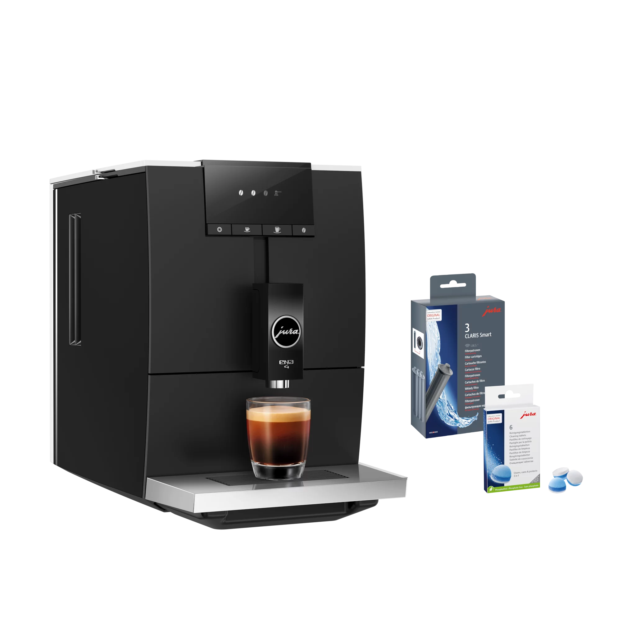 Jura ENA 4 Full Metropolitan + Filterpatrone, 3er Pack + 3-Phasen-Reinigungstabletten - SET