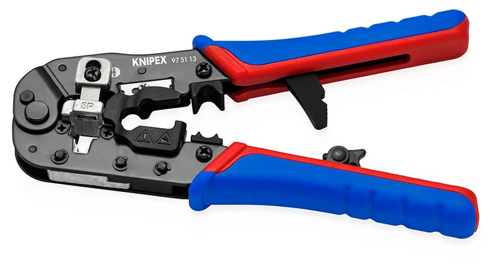 KNIPEX Crimpzange für RJ45-Westernstecker mit Mehrkomponenten-Hüllen brüniert 190 mm