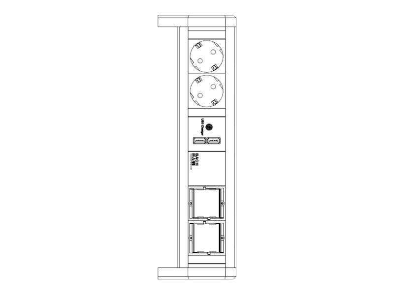 Bachmann DESK 1 - Steckdosenleiste - Wechselstrom 250 V - Eingabe, Eingang GST18i3 - Ausgangsanschlüsse: 2 (2 x USB, 2 x CEE 7/3)