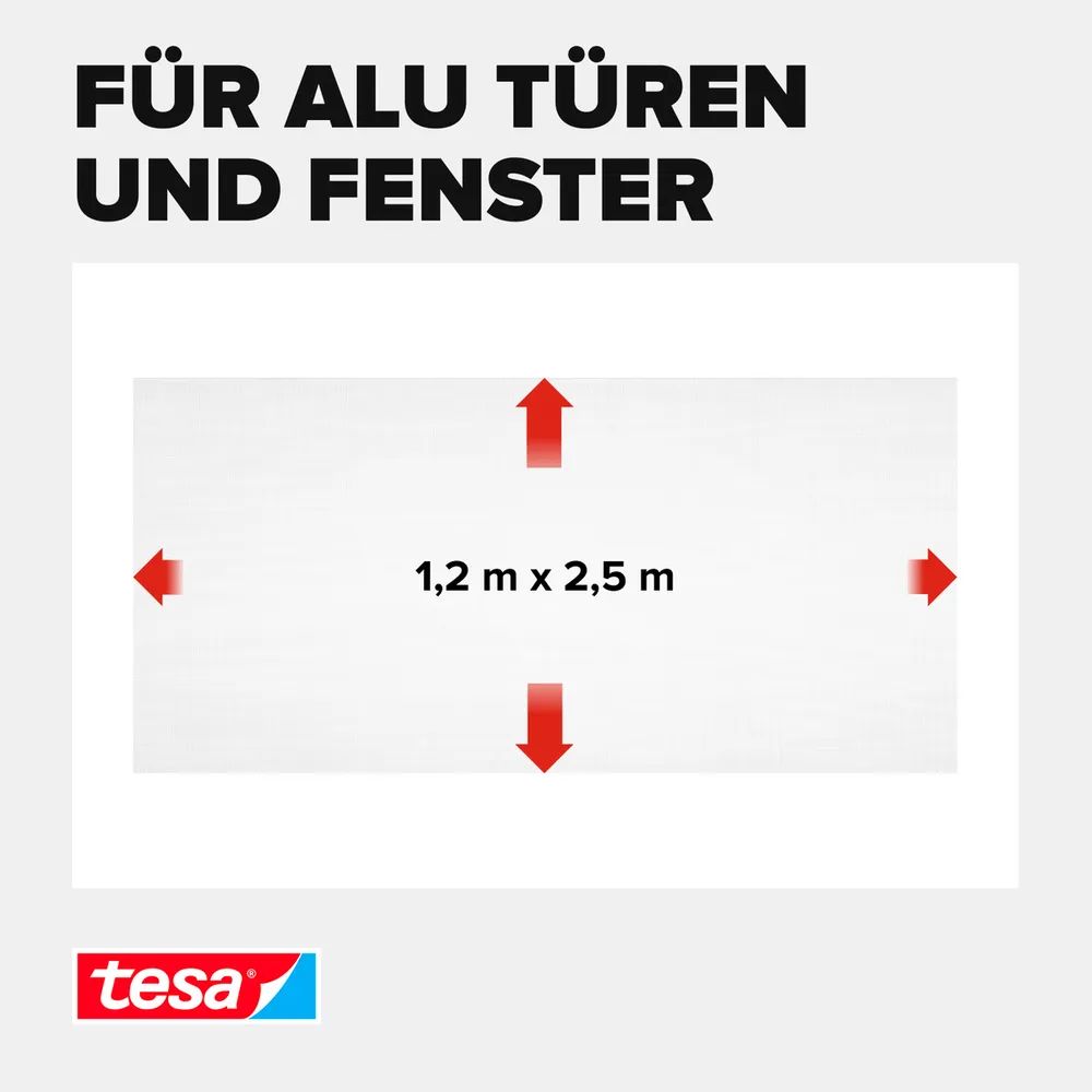 t﻿esa® Ersatz-Fliegengitter Fiberglas, weiß – 1,20 x 2,50 m
