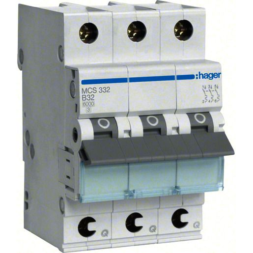 Hager LS-SCHALTER 3P 32A-C 6KA 3PLE / HAGER MCS332 QUICK CONNECT MCS332