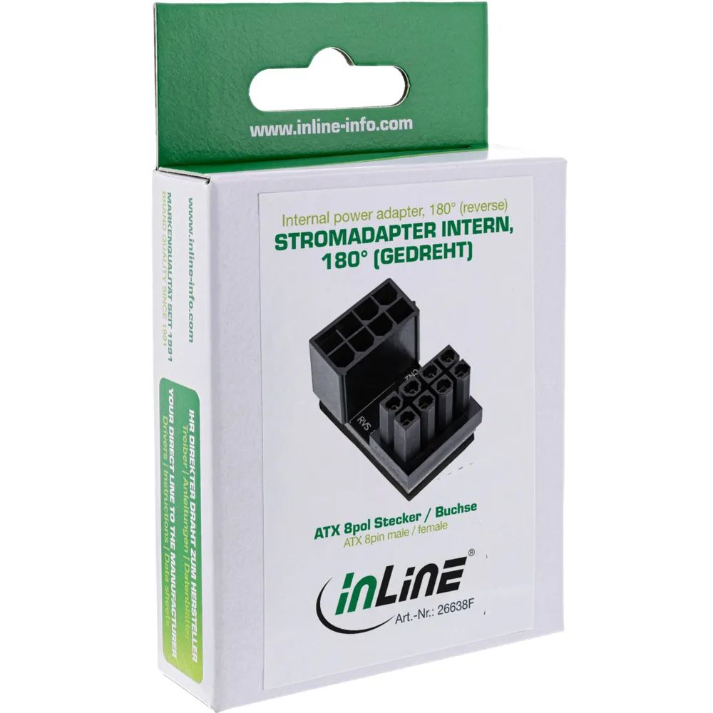 InLine Stromadapter intern - 180° ATX 8pol Stecker / Buchse (gedreht)