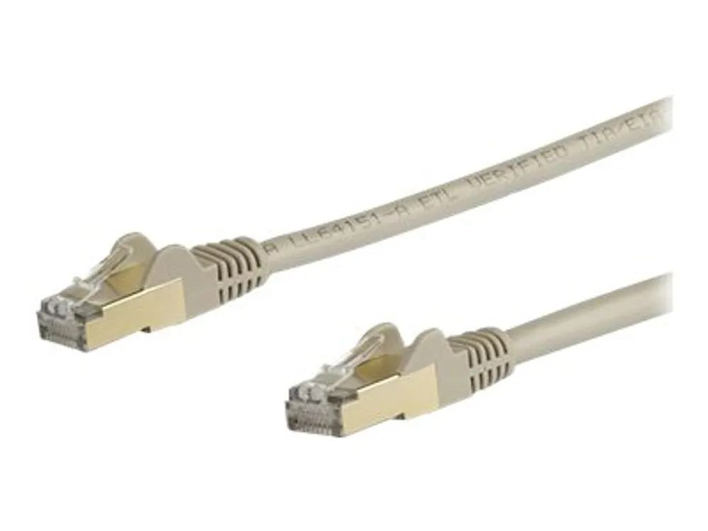 StarTech.com 10m CAT6A Ethernet Cable, 10 Gigabit Shielded Snagless RJ45 100W PoE Patch Cord, CAT 6A 10GbE STP Network Cable w/Strain Relief, Grey, Fluke Tested/UL Certified Wiring/TIA - Category 6A - 26AWG (6ASPAT10MGR)