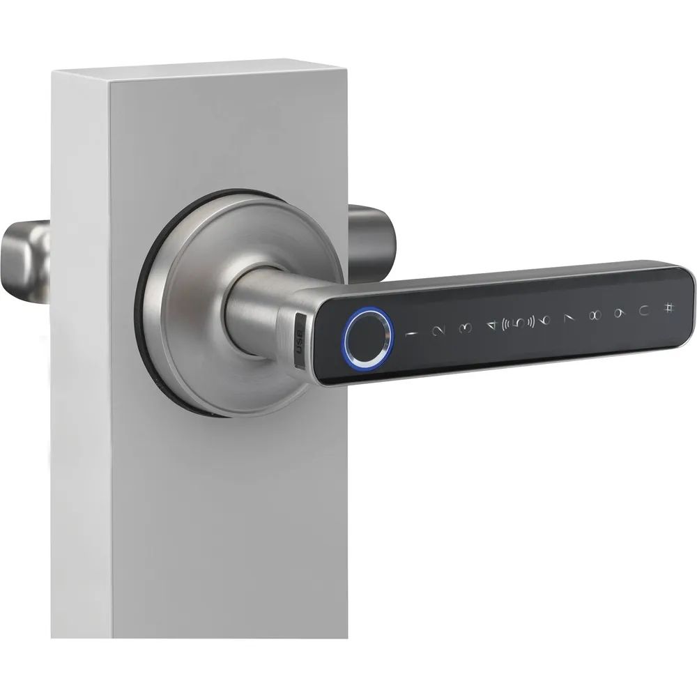 MARCHESI Drückergarnitur Office R mit Fingerprint,Zifferncode,rund,silber