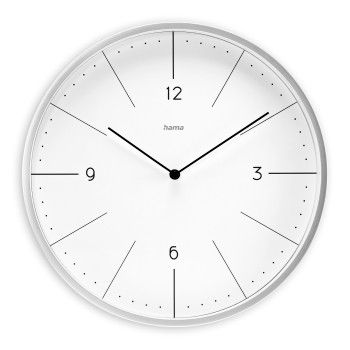Hama Wanduhr "Sardinien", Quarzuhr, ohne Ticken, analog, Ø 30 cm, Grau