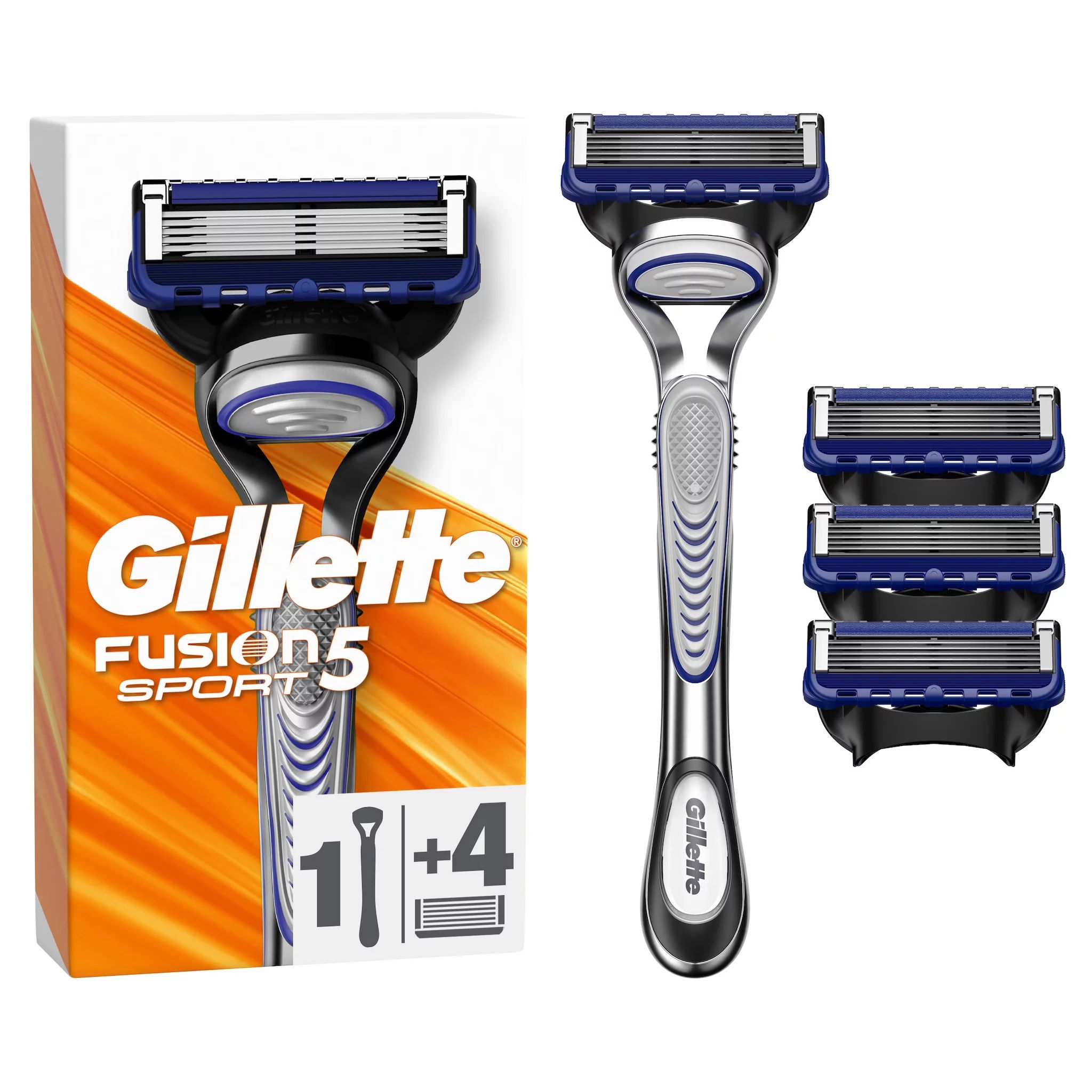 Gillette Fusion 5 Sport Rasierer für Männer + 4 Rasierklingen