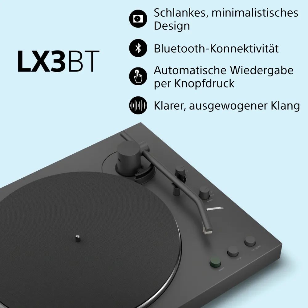 Sony PS-LX3BT | Plattenspieler | Drahtlose Verbindung | Vollautomatische Wiedergabe