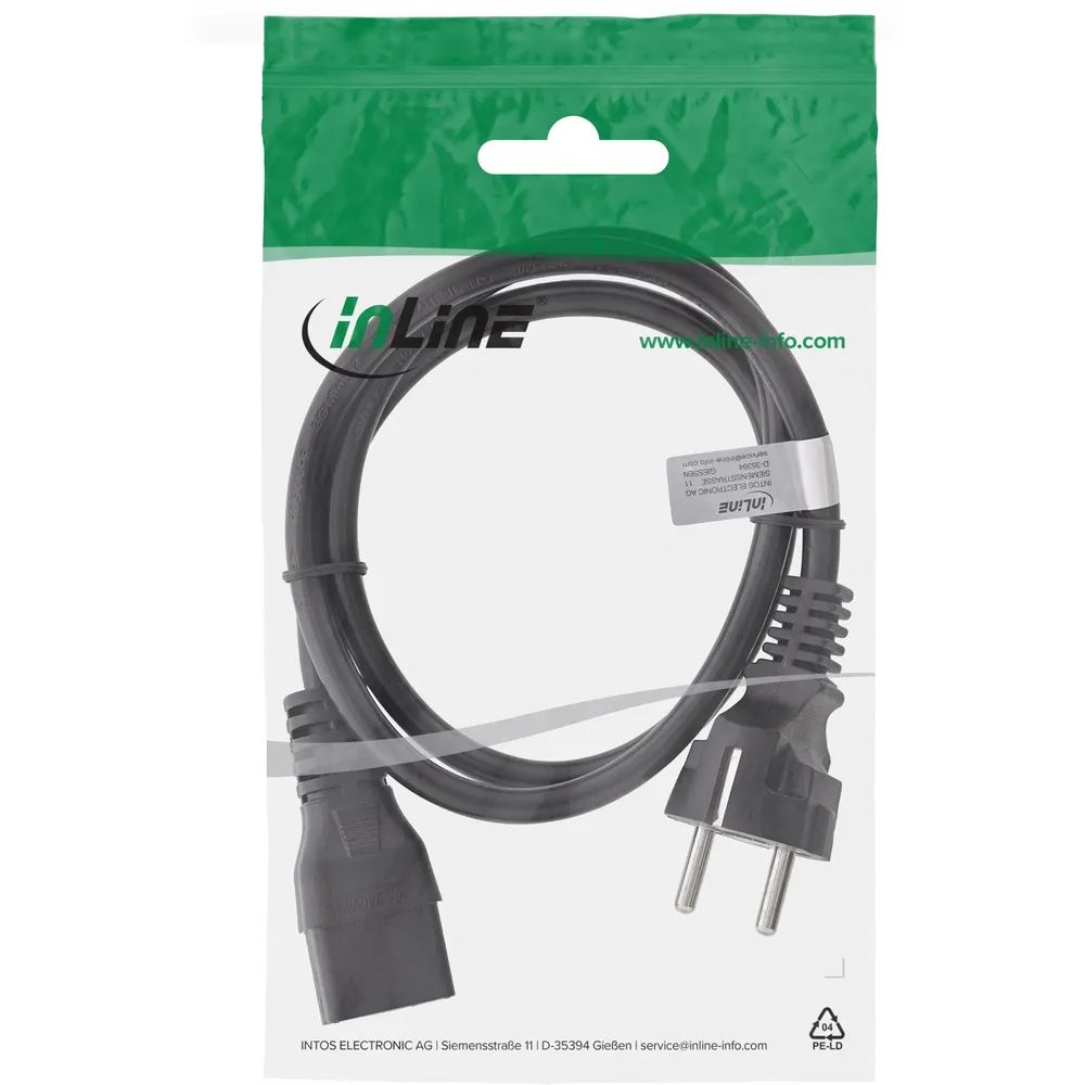 InLine Netzkabel 16A - Schutzkontakt gerade/Kaltgerätestecker IEC320/C19 - 2m