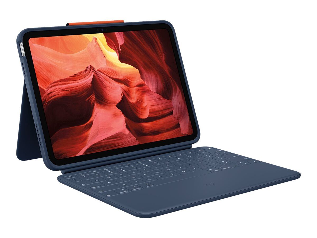 Logitech Rugged Combo 4 - Tastatur und Foliohülle - Apple Smart connector - QWERTY - Pan-Nordic - Classic Blue - für Apple 10.9-inch iPad (10. Generation)