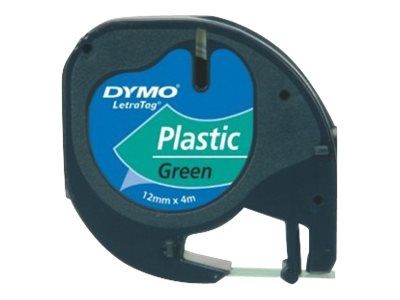 Dymo LetraTAG - Kunststoff - Schwarz auf Grün - Rolle (1,2 cm x 4 m)