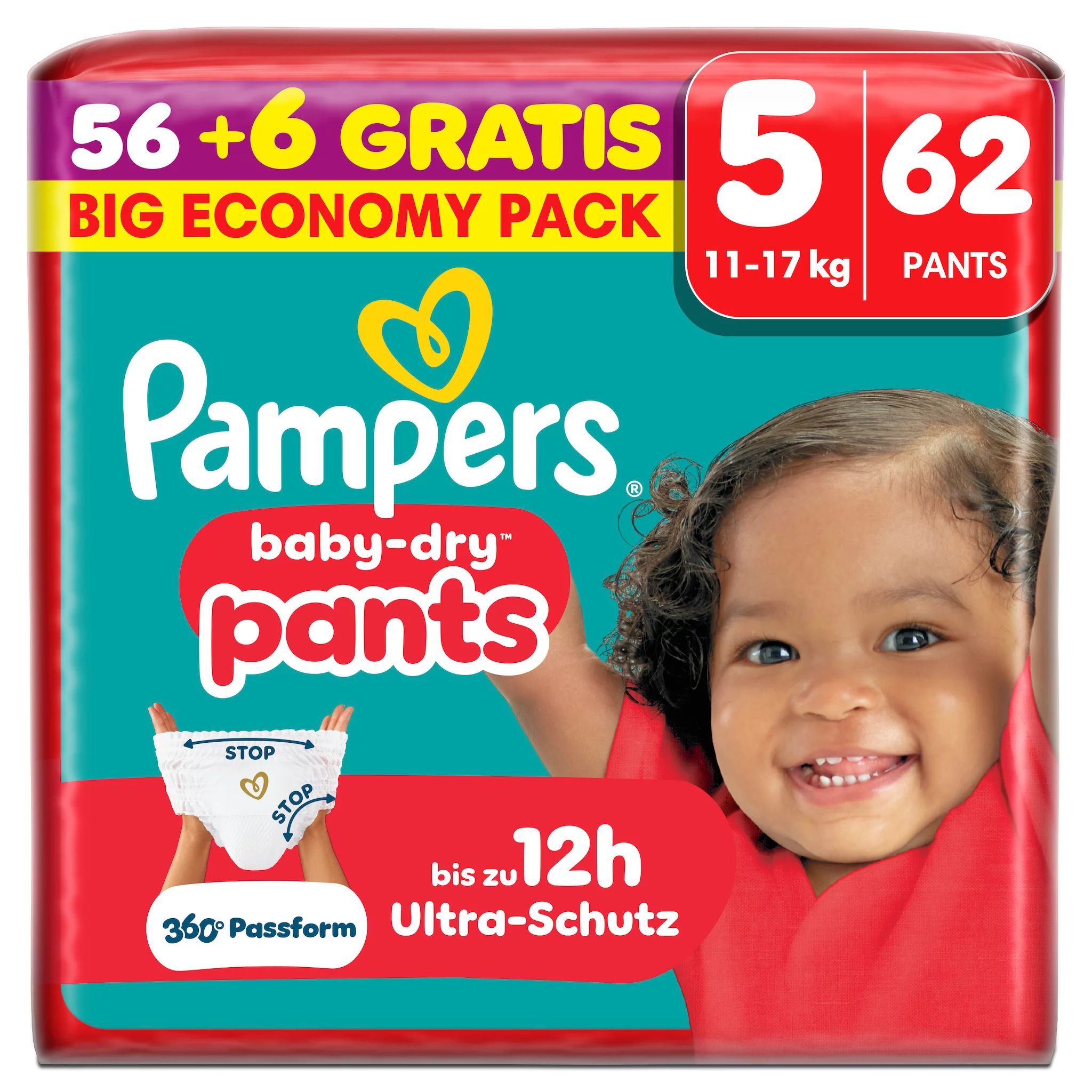 Pampers Baby Dry Pants Gr.5 Junior 11-17kg BigEco Overfill, 62 Stk.