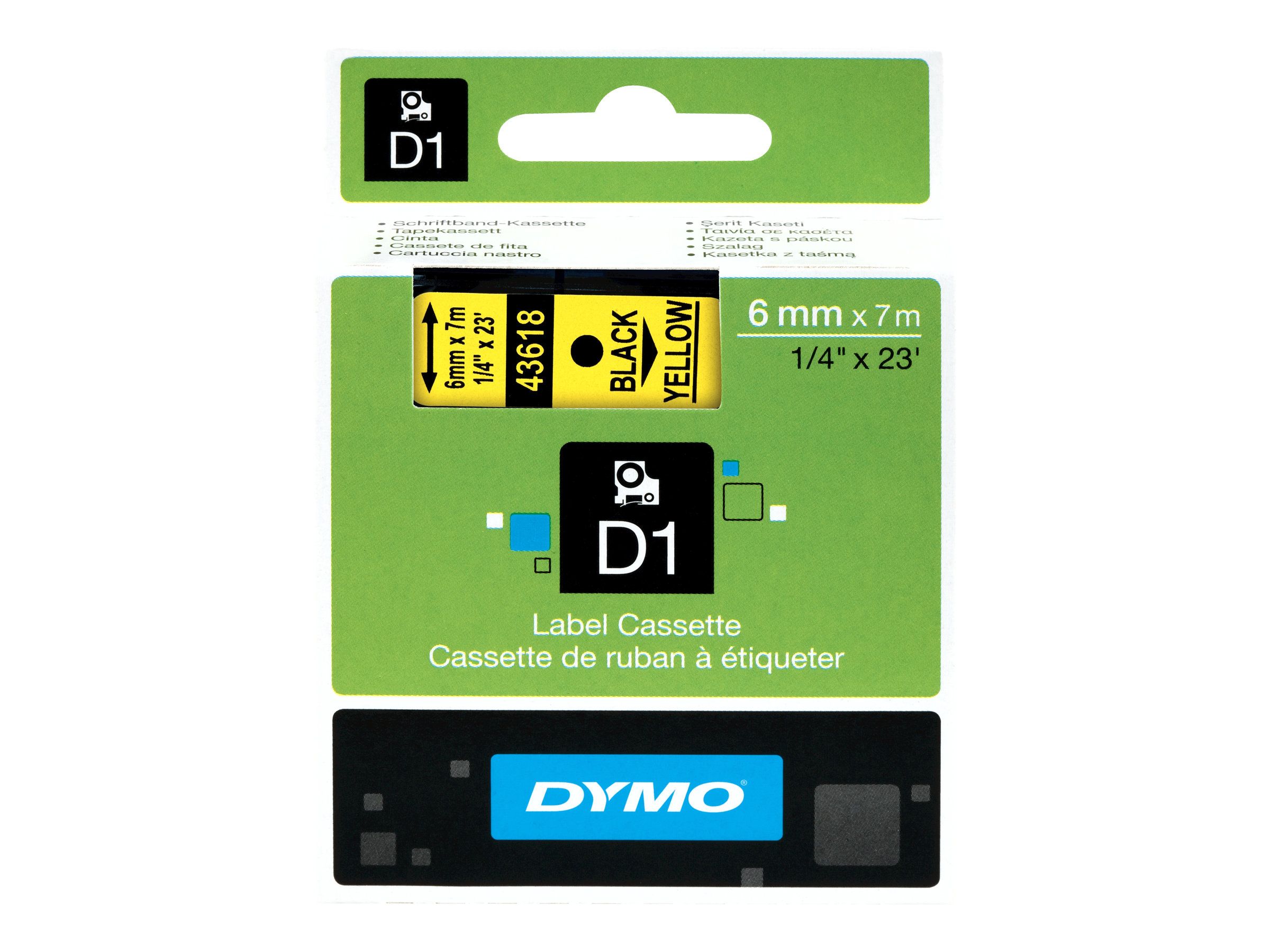 Dymo D1 - Selbstklebend - Schwarz auf Gelb - Rolle (0,6 cm x 7 m)