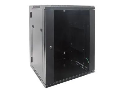 IC Intracom Intellinet Network Cabinet, Wall Mount (Double Section Hinged Swing Out), 15U, Usable Depth 425mm/Width 540mm, Black, Assembled, Max 30kg, Swings out for access to back of cabinet when installed on wall, 19",Parts for wall install (eg scr