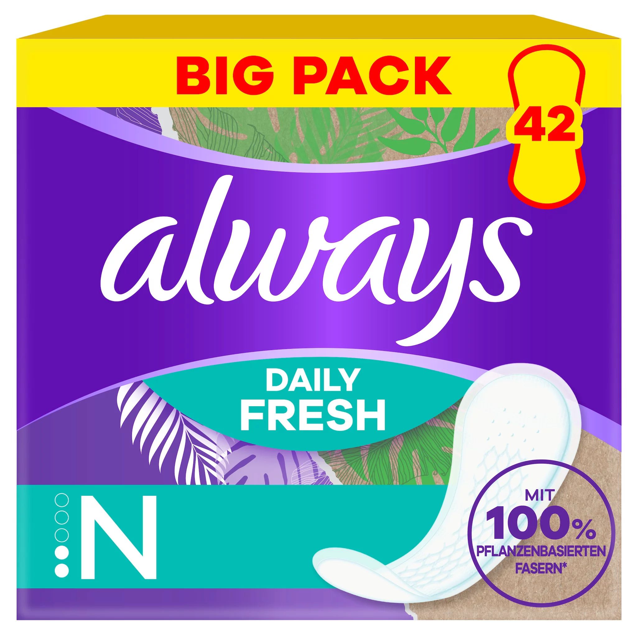 always Slipeinlage Daily Fresh Pflanzenbasiert, Normal BigPack 42