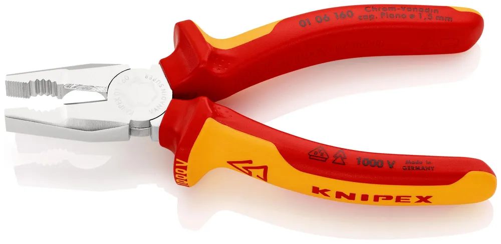 KNIPEX 01 06 160 isoliert mit Mehrkomponenten-Hüllen, VDE-geprüft verchromt