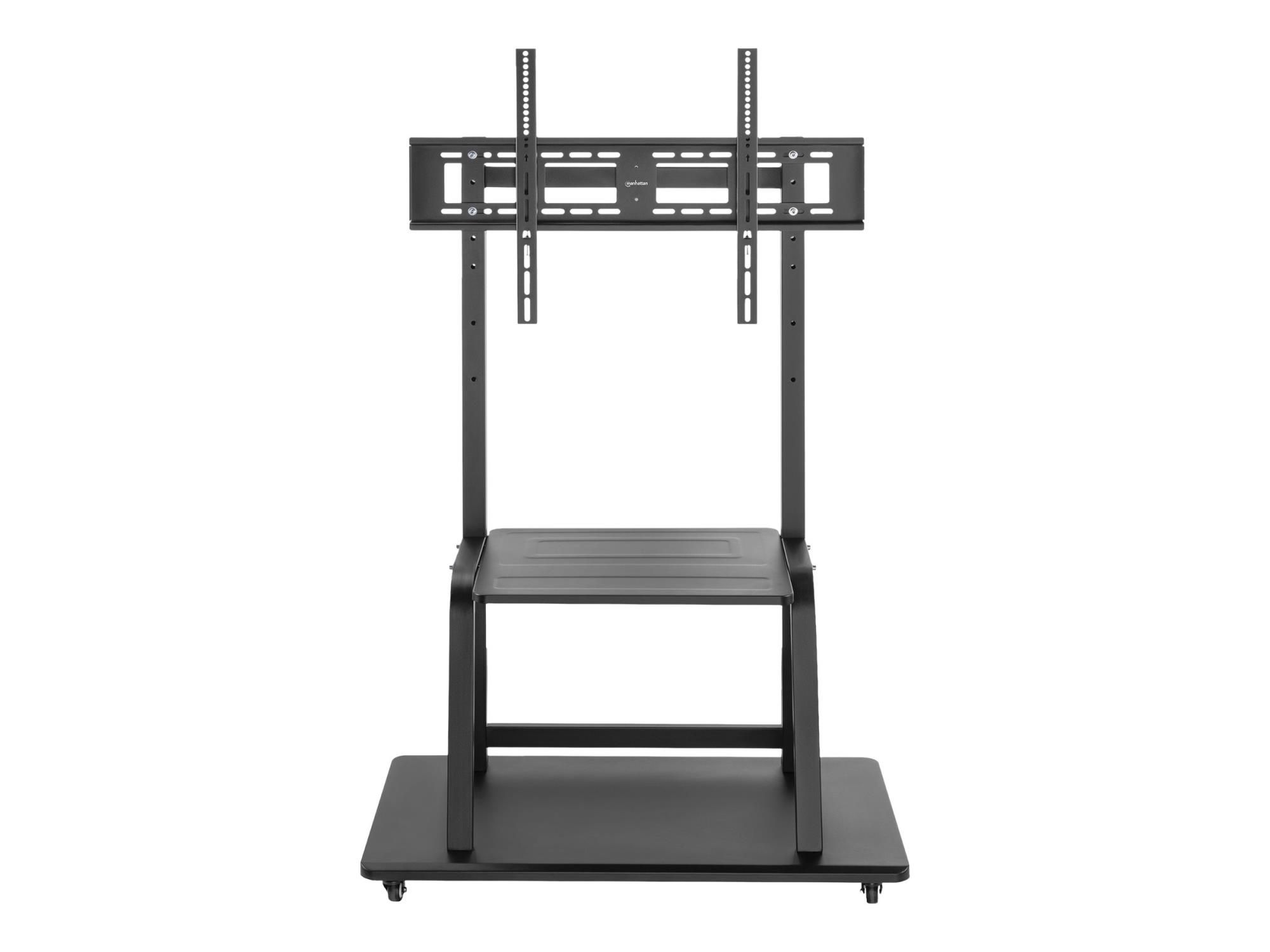 Manhattan TV & Monitor Mount, Trolley Stand, 1 screen, Screen Sizes: 37-100", Black, VESA 200x200 to 800x600mm, Max 150kg, Shelf and Base for Laptop or AV device, Height-adjustable to four levels: 862, 916, 970 and 1024mm, LFD, Lifetime Warranty - Wa