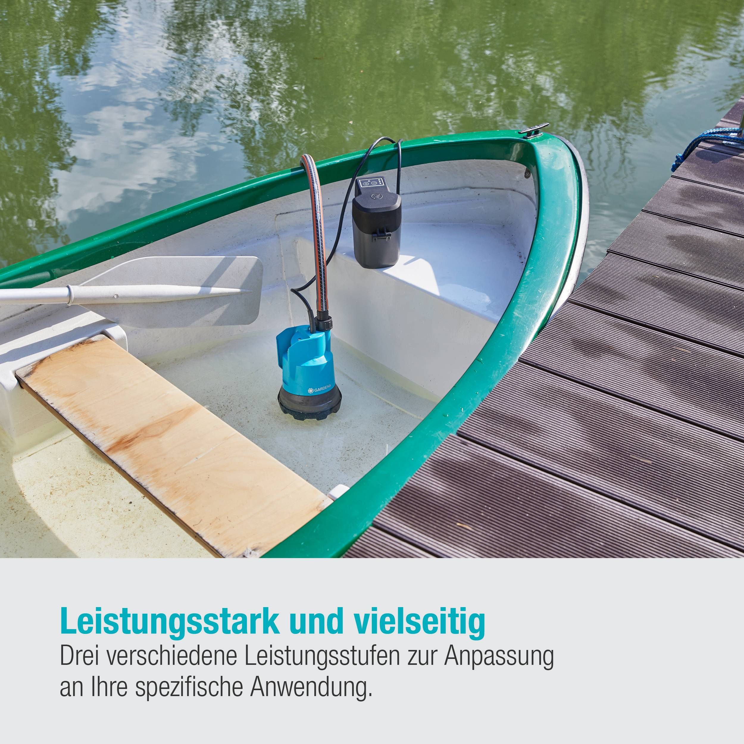 Gardena Akku-Klarwasser-Tauchpumpe 2000/2 18V P4A Ready-To-Use Set