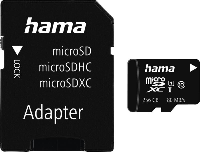 Hama 213117 mSDXC 256GB C10 80MB/s +A/M_MiniHSL