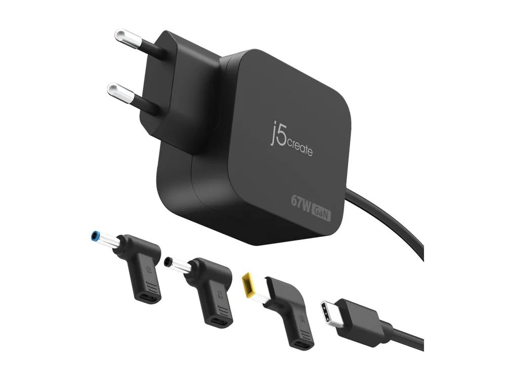 j5create JUP1565DCE3A-EN - Netzteil - GaN, mit 3 DC-Anschlusstypen - 67 Watt - 3.3 A - PD 3.0, PD 2.0 (24 pin USB-C)