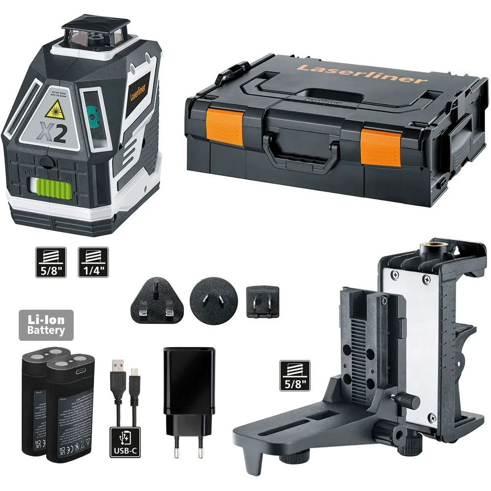 LASERLINER Kreuzlinienlaser X2-Laser Pro 3,7 V 5,2 Ah (IEC) Li-Ion