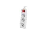 Lanberg PS1-03E-0300-W - 3 m - Drinnen - Typ E - Weiß - 3 AC-Ausgänge - 2500 W