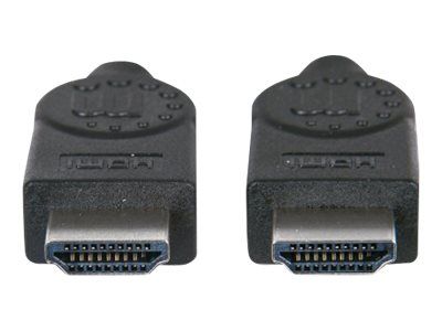 Manhattan HDMI Cable, 1080p@60Hz (High Speed), 10m, Male to Male, Black, Fully Shielded, Gold Plated Contacts, Lifetime Warranty, Polybag