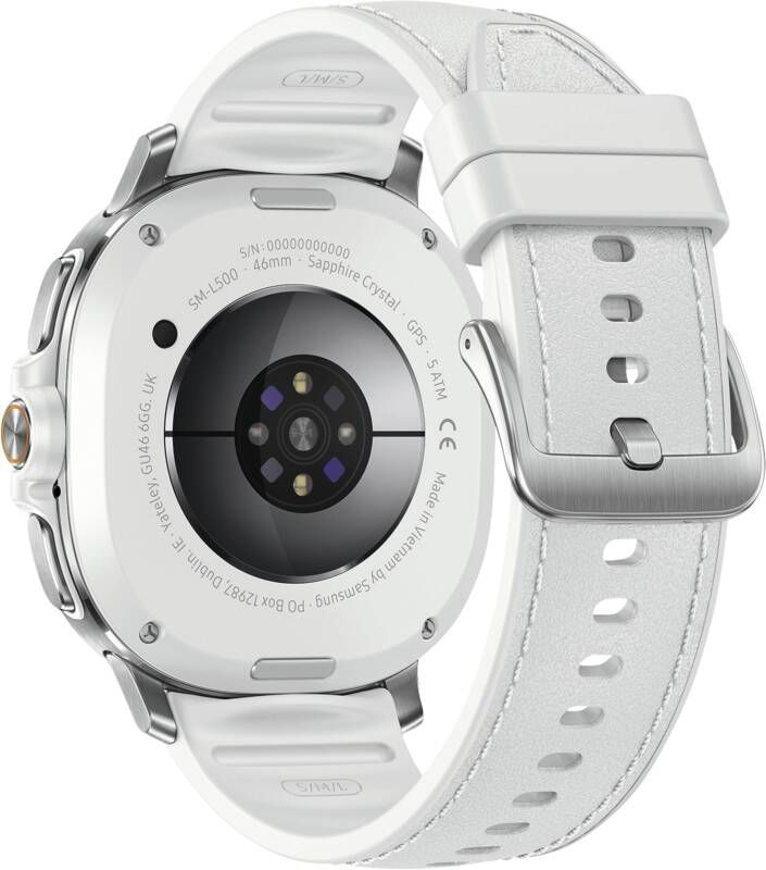 Samsung Galaxy Watch8 Classic, white, 46mm, Hybrid-Eco-Leder, Bandgröße: S/M/L 